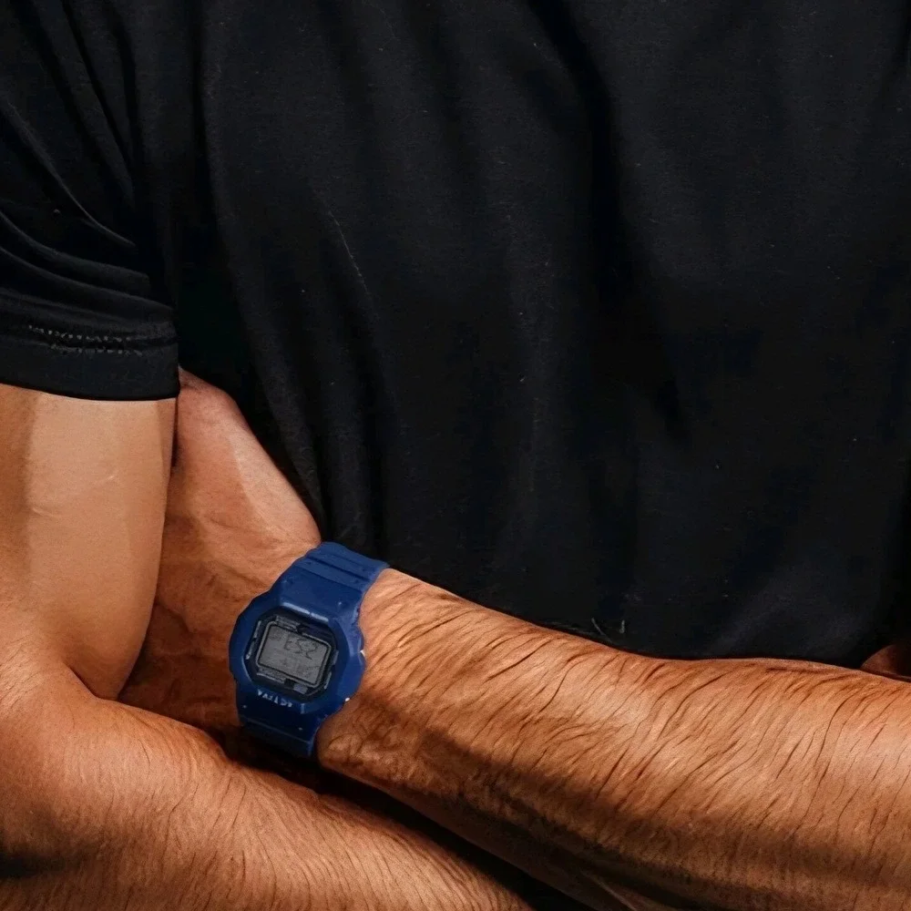 Activa Mens Digital Sports Watch Navy Blue Resin Square Case 30M Water Resistant